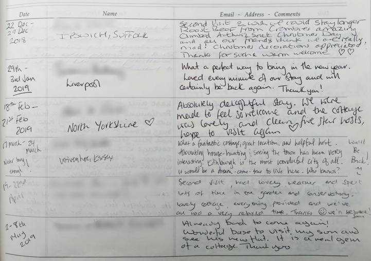 Holyrood Cottage reviews from guestbook page 14